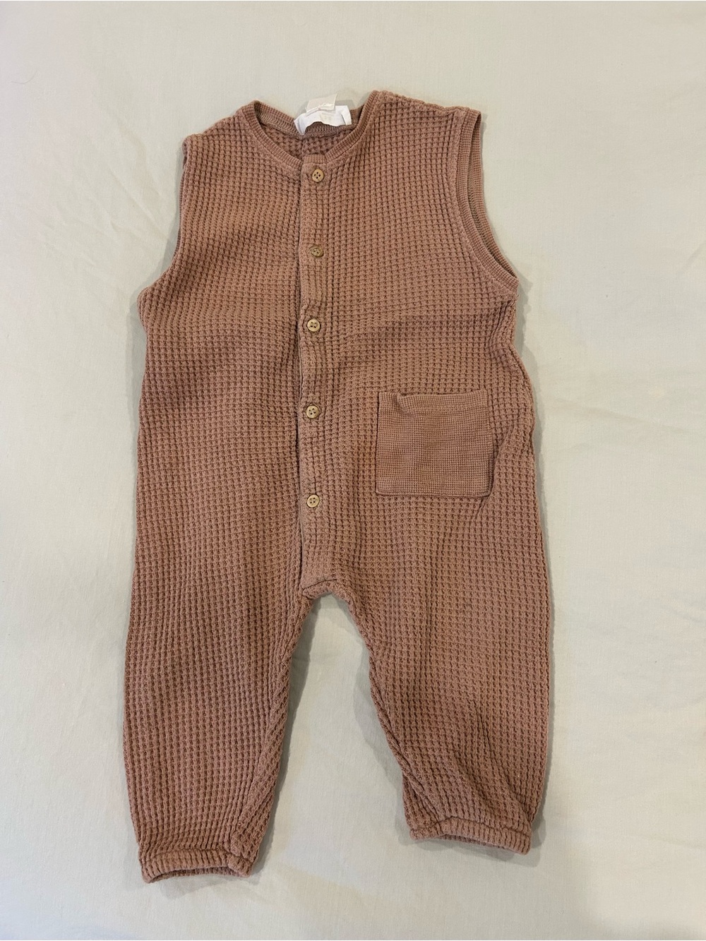 Zara Waffle Knit Sleeveless Romper in Dusty Mauve